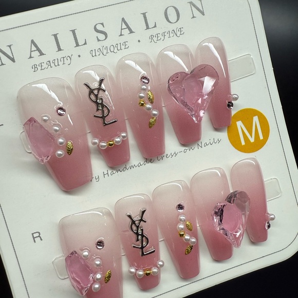 Yves Saint Laurent Other - YSL Luxury Designer Pink Press On Nails in Medium